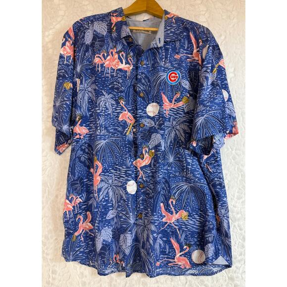 Cubs MLB x Tommy Bahama Lot of 2 Blue Tropical Baseball Button Down Shirts XXL - Picture 2 of 16